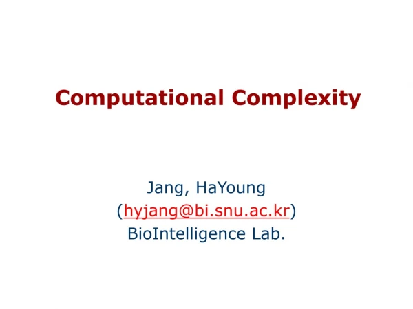 Computational Complexity