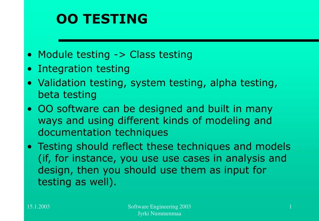 oo testing