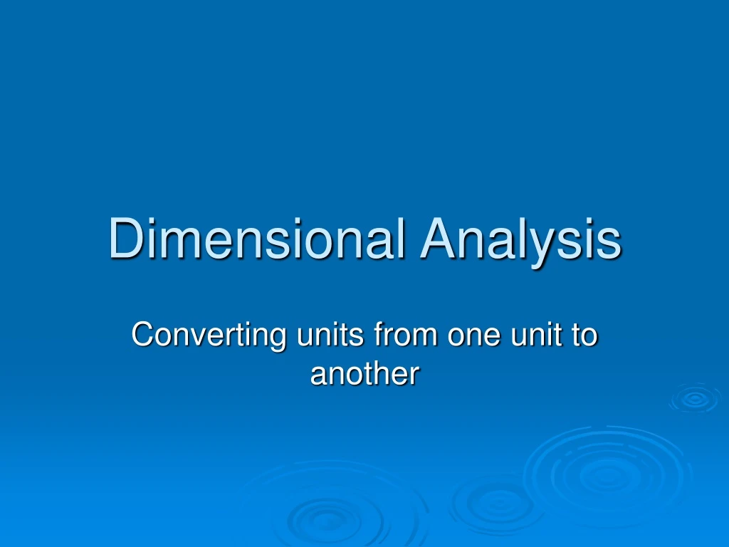 dimensional analysis