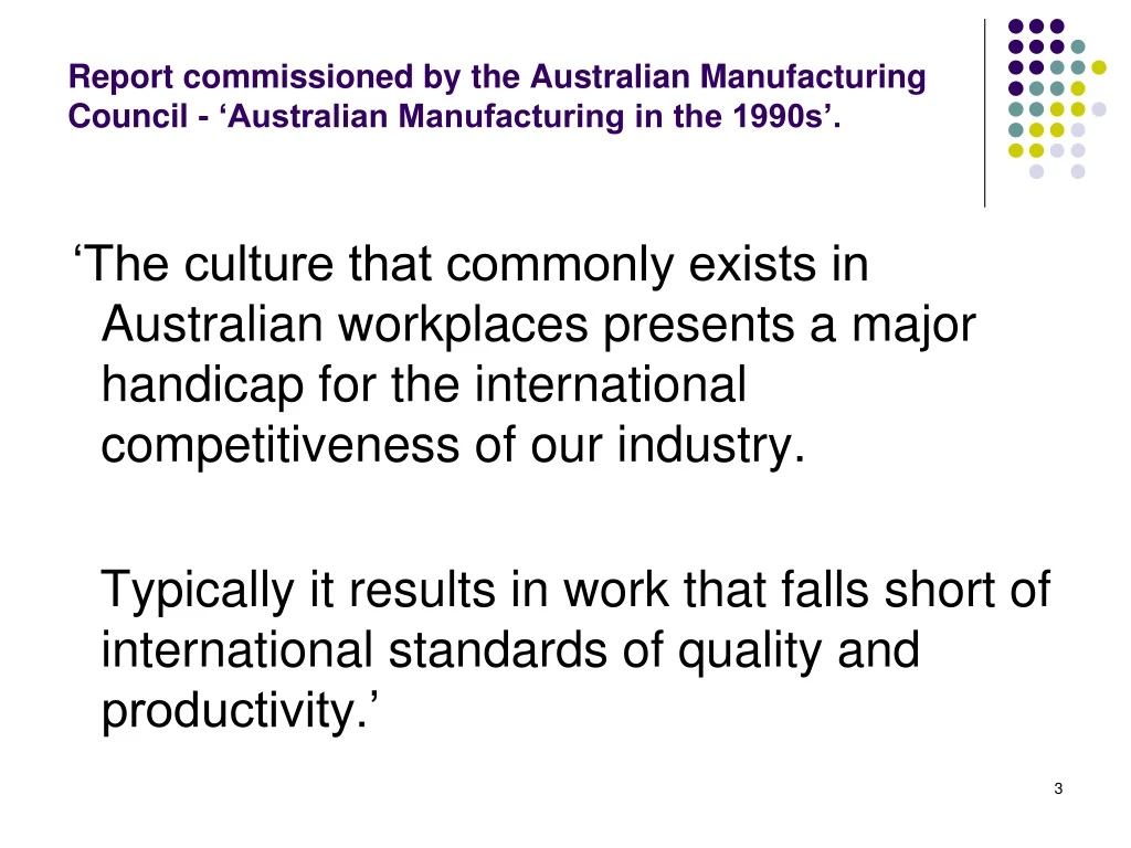 report commissioned by the australian manufacturing council australian manufacturing in the 1990s