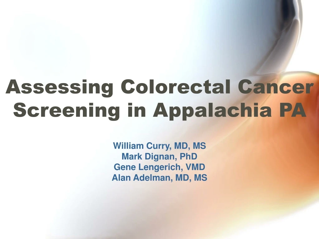 assessing colorectal cancer screening in appalachia pa