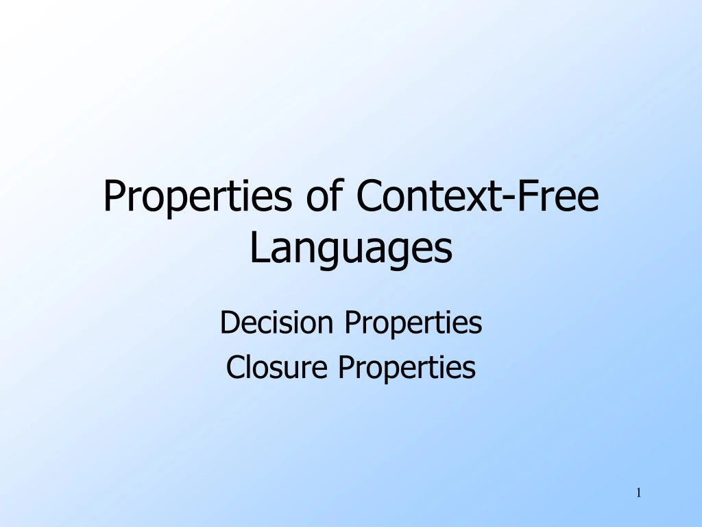 properties of context free languages