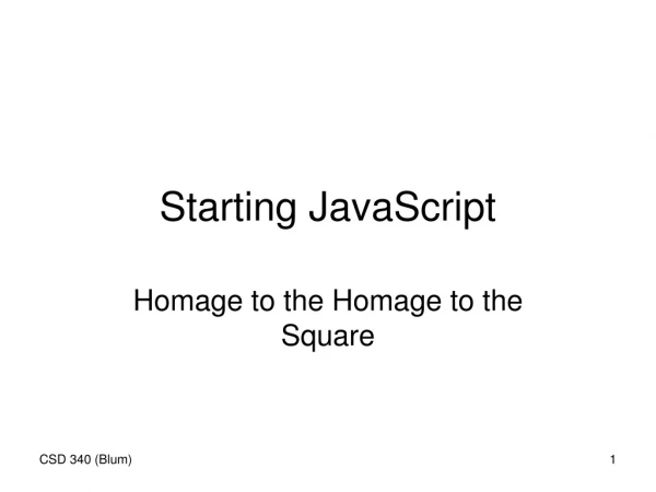 Starting JavaScript