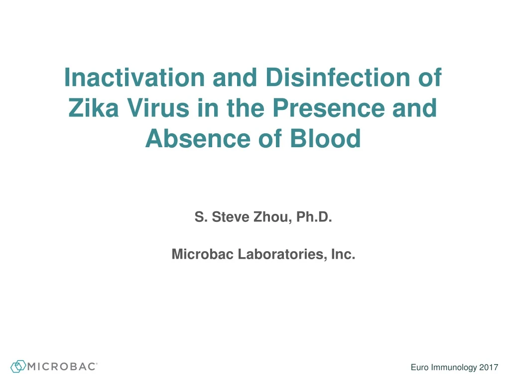 inactivation and disinfection of zika virus