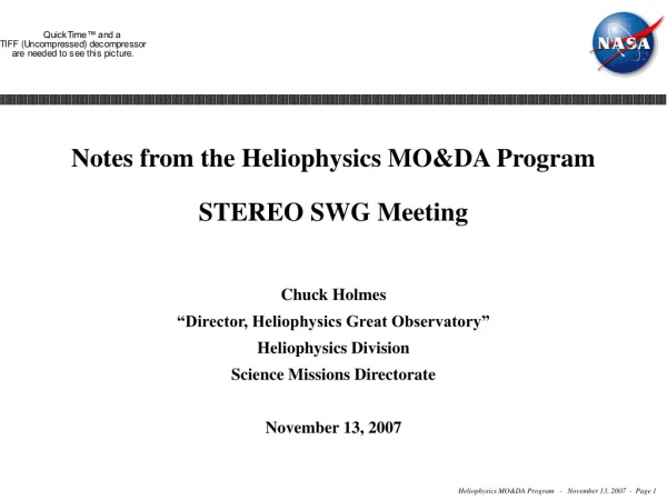 Notes from the Heliophysics MO&amp;DA Program STEREO SWG Meeting