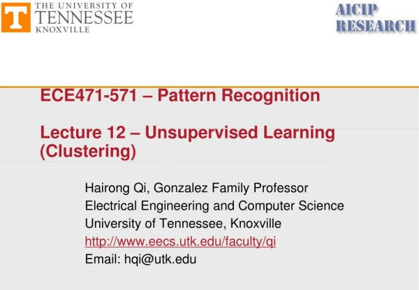 ECE471-571 – Pattern Recognition Lecture 1 2  – Unsupervised Learning (Clustering)