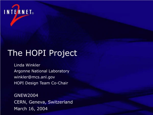 The HOPI Project