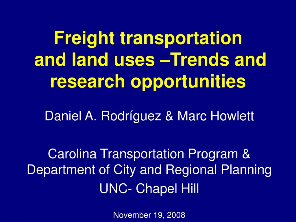 freight transportation and land uses trends