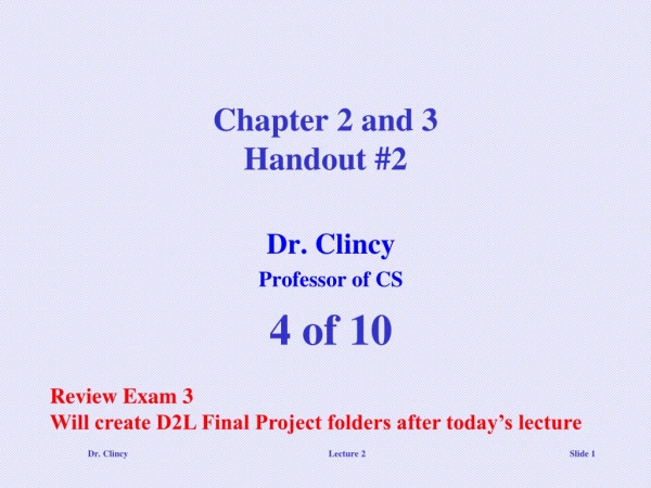 Chapter 2 and 3 Handout #2