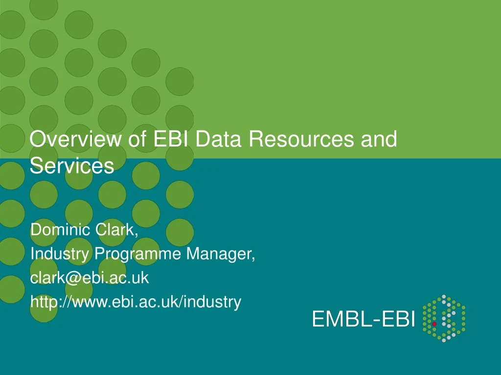overview of ebi data resources and services
