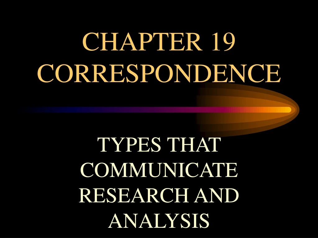 chapter 19 correspondence