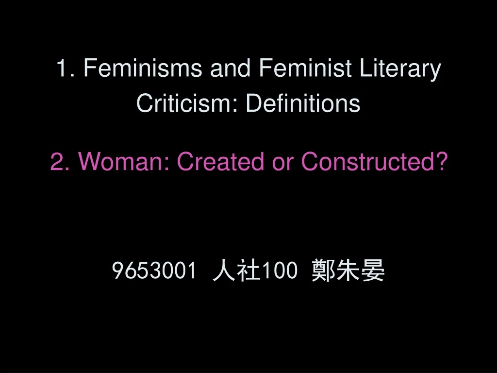 1 feminisms and feminist literary criticism definitions