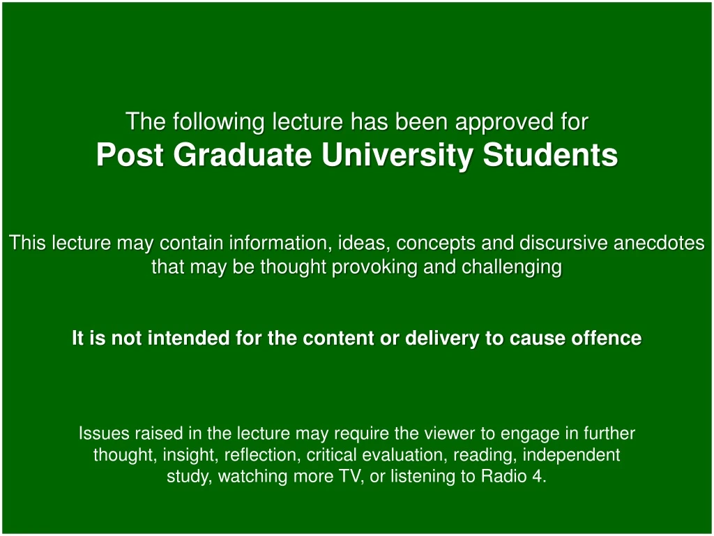 the following lecture has been approved for post