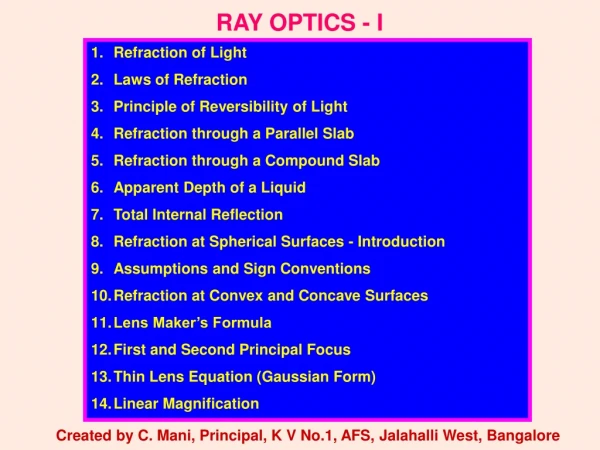 RAY OPTICS - I
