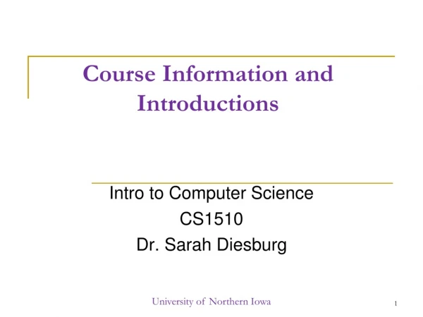 Course Information and Introductions