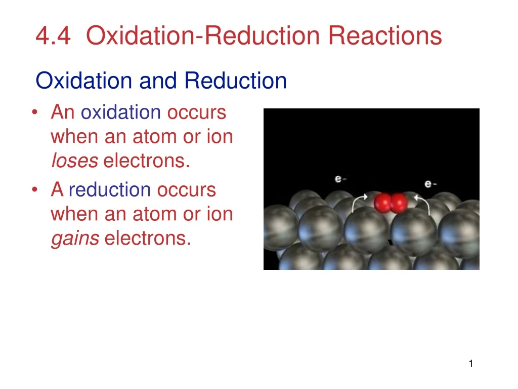 4 4 oxidation reduction reactions