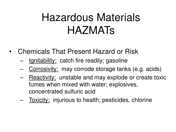 Hazardous Materials HAZMATs