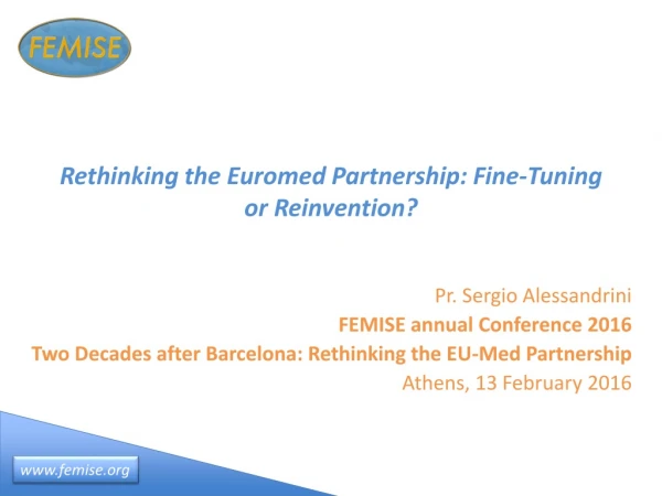 Rethinking the  Euromed  Partnership: Fine-Tuning or Reinvention?