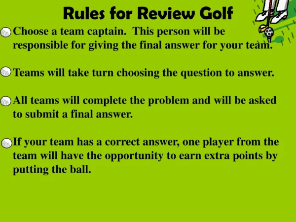 Rules for Review Golf