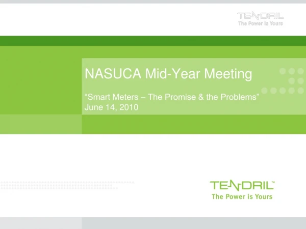 NASUCA Mid-Year Meeting “Smart Meters – The Promise &amp; the Problems” June 14, 2010