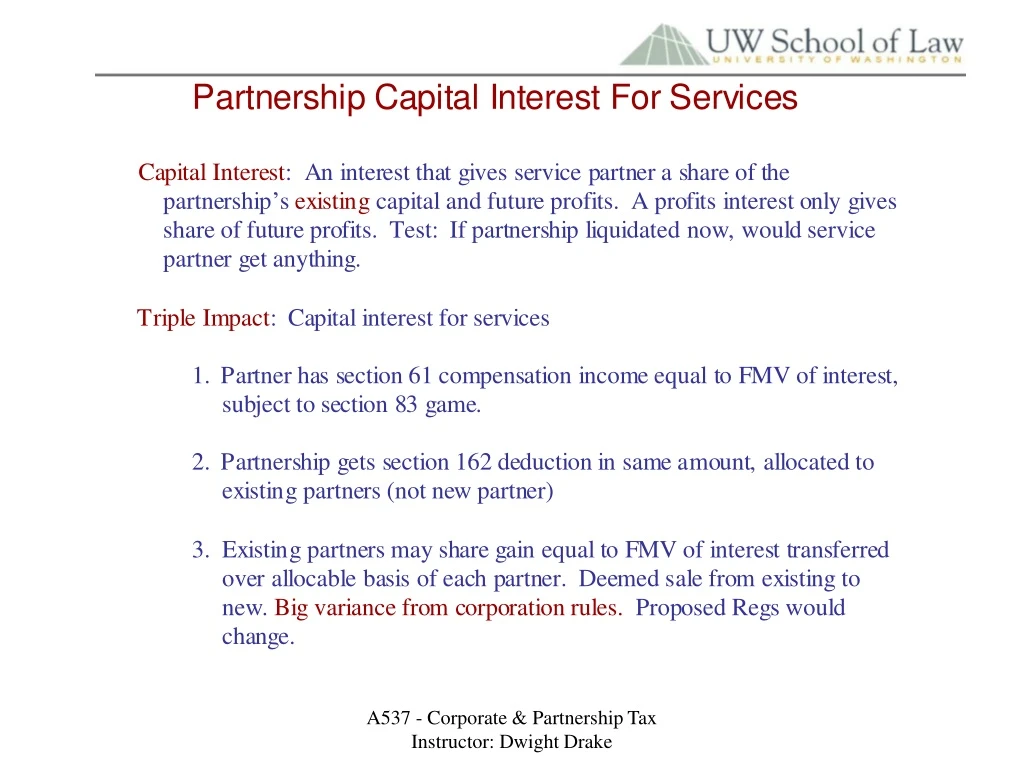 a537 corporate partnership tax instructor dwight