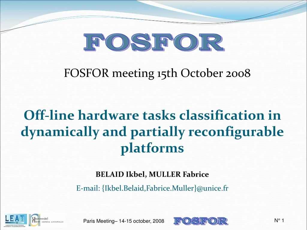 off line hardware tasks classification in dynamically and partially reconfigurable platforms