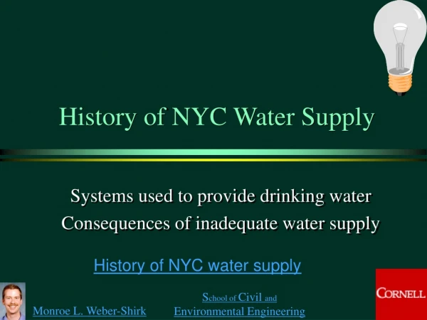 History of NYC Water Supply