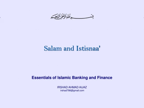 Essentials of Islamic Banking and Finance IRSHAD AHMAD AIJAZ irshad786@gmail