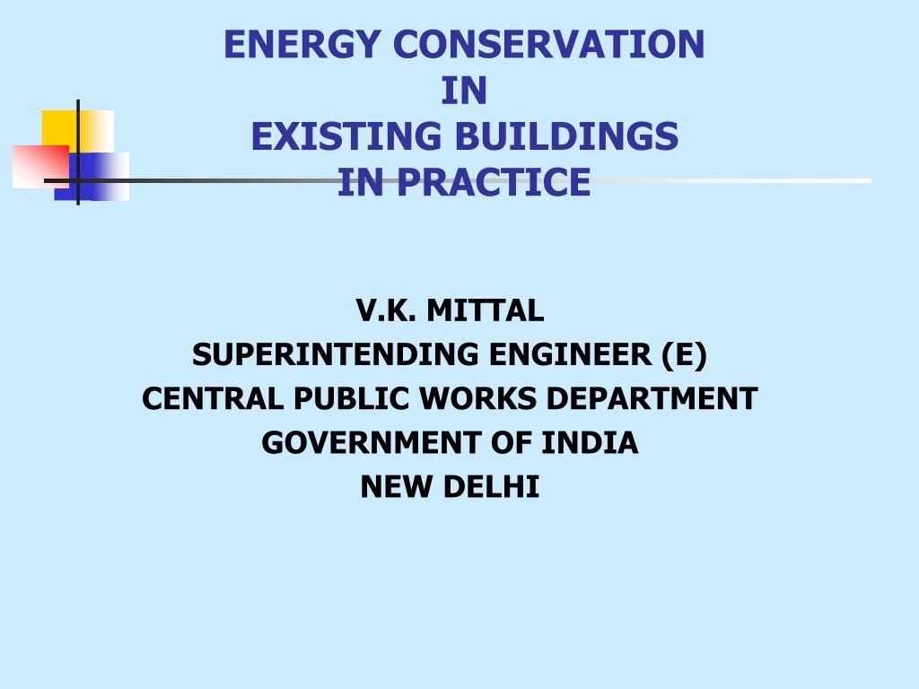 energy conservation in existing buildings in practice