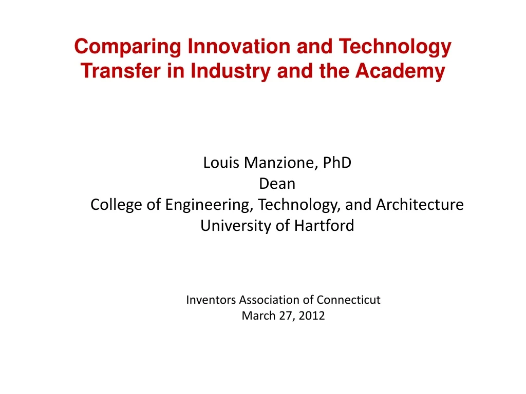 comparing innovation and technology transfer