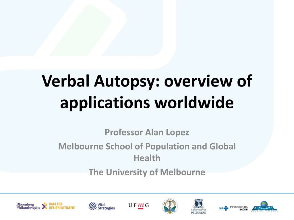 verbal autopsy overview of applications worldwide