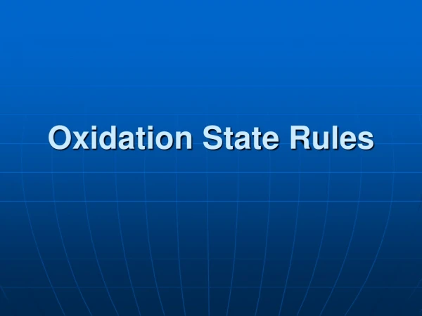 Oxidation State Rules