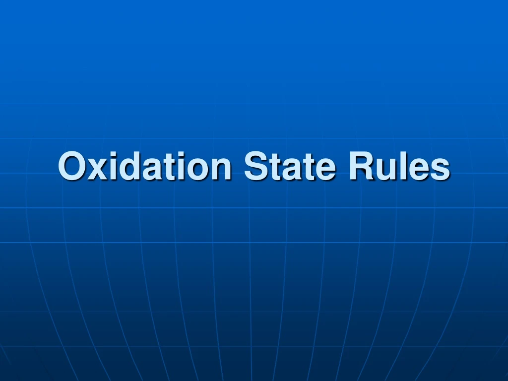 oxidation state rules