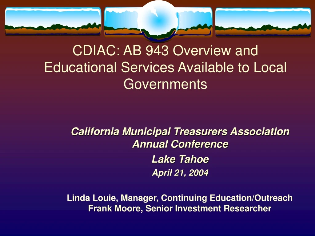 cdiac ab 943 overview and educational services available to local governments