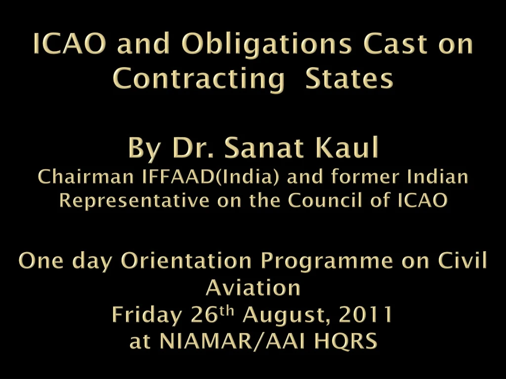 icao and obligations cast on contracting states