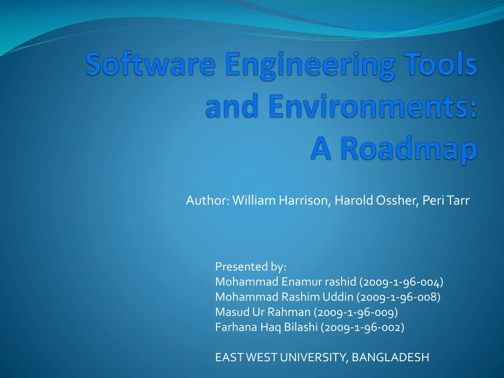 software engineering tools and environments a roadmap