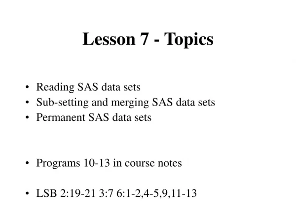 Lesson 7 - Topics