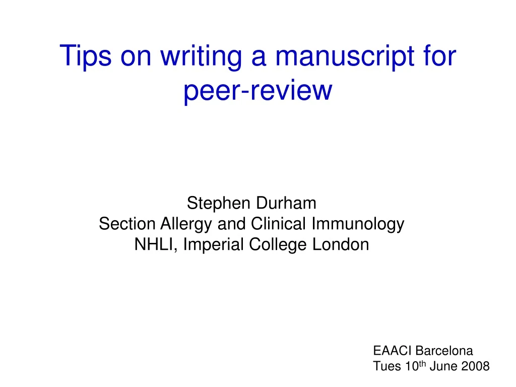 tips on writing a manuscript for peer review