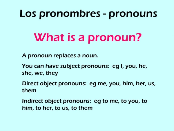 Los pronombres - pronouns