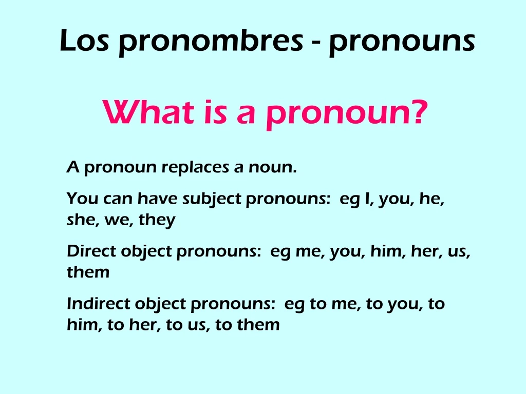 los pronombres pronouns
