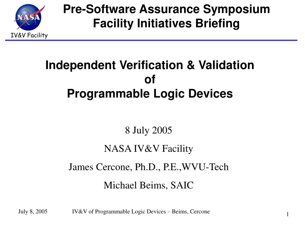 pre software assurance symposium facility initiatives briefing