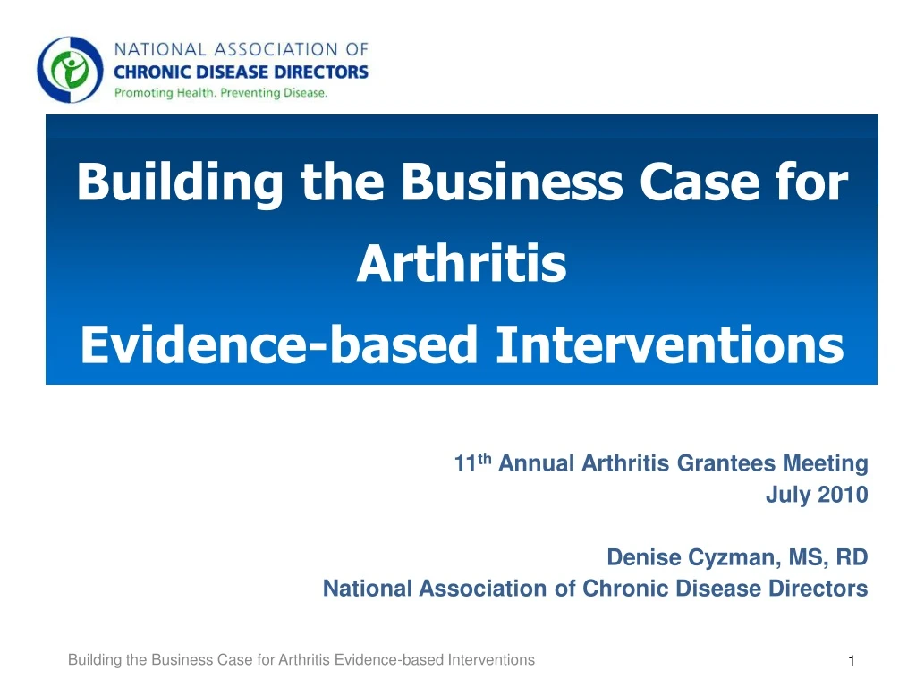 building the business case for arthritis evidence