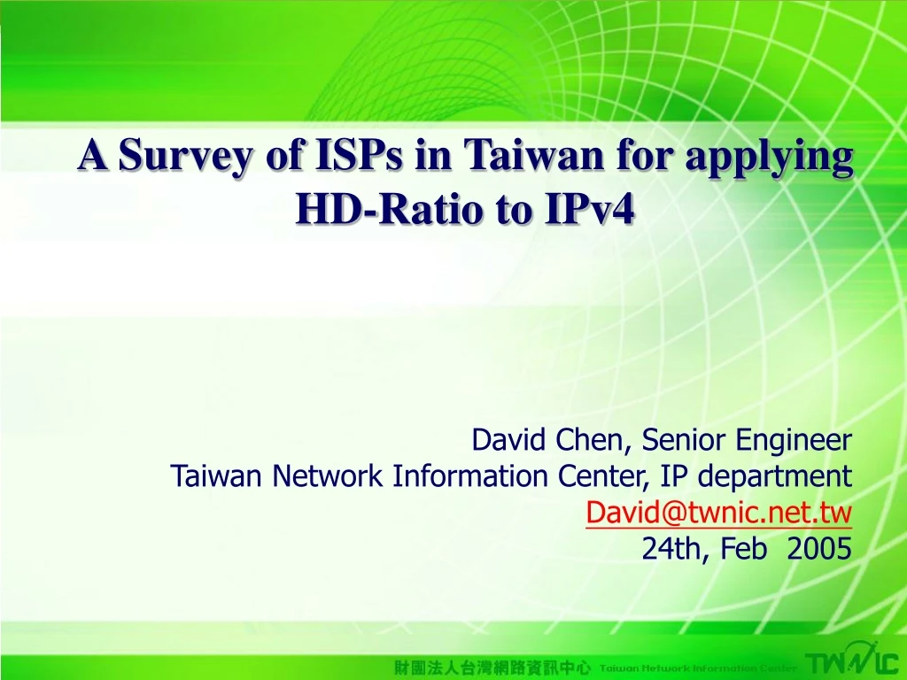 a survey of isps in taiwan for applying hd ratio