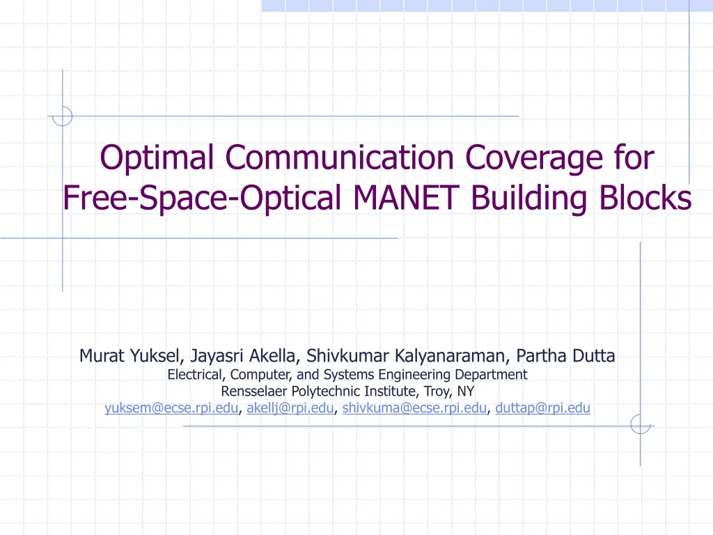 optimal communication coverage for free space optical manet building blocks