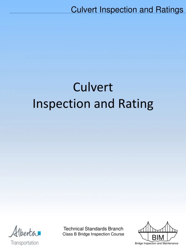 Culvert Inspection and Rating