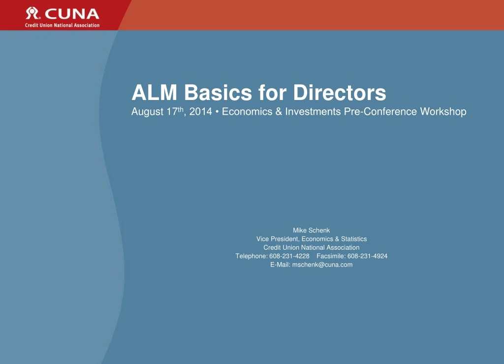 alm basics for directors august 17 th 2014
