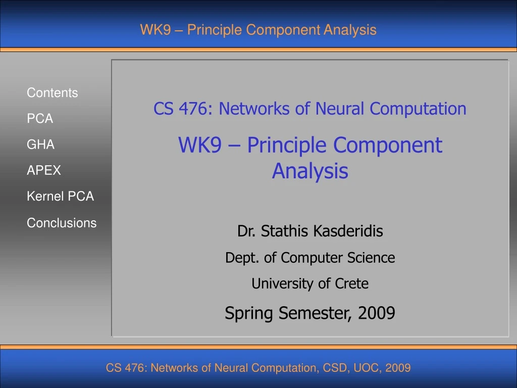 wk9 principle component analysis