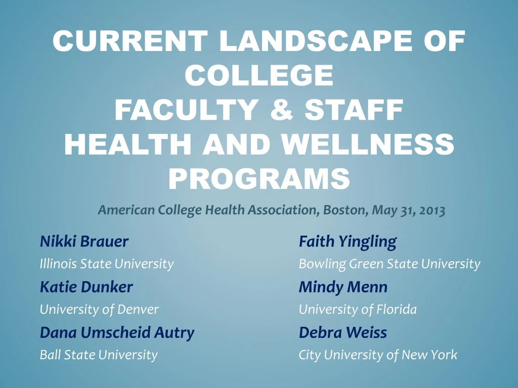 current landscape of college faculty staff health and wellness programs
