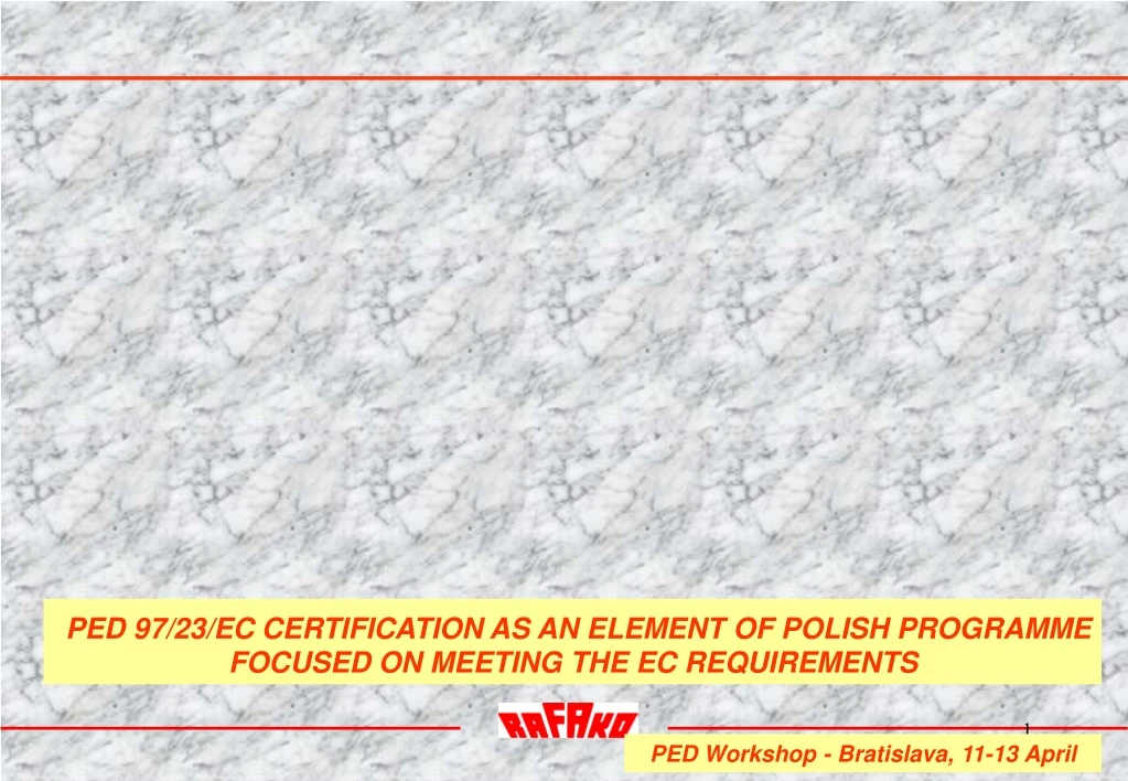 ped 97 23 ec certification as an element