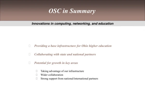OSC in Summary